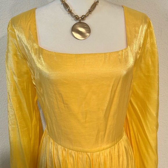 Chic Soul Yellow Satin yellow midi dress summer size 1x - Picture 2 of 3